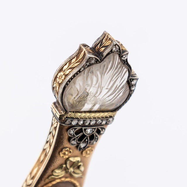 Antique 19th Century Austrian Gold, Diamond & Rock Crystal Toothpick Case, 1820, Set of 4 For Sale - Image 13 of 18