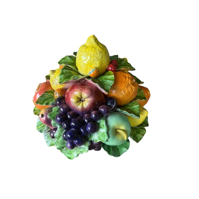 Vintage 20th Century Italian Majolica Ceramic Fruit Basket Centerpiece by Cottura For Sale - Image 10 of 14