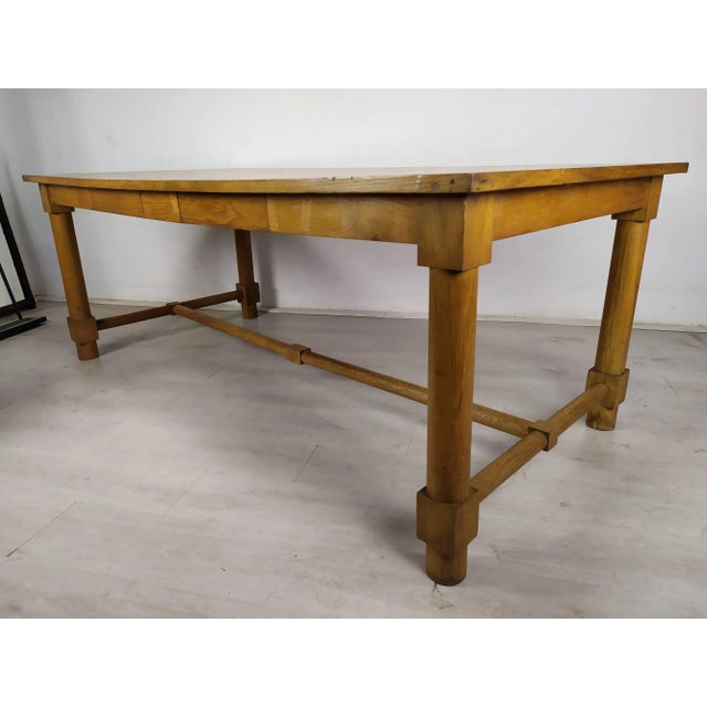 Wood Oak Table by Jacques Adnet For Sale - Image 7 of 18