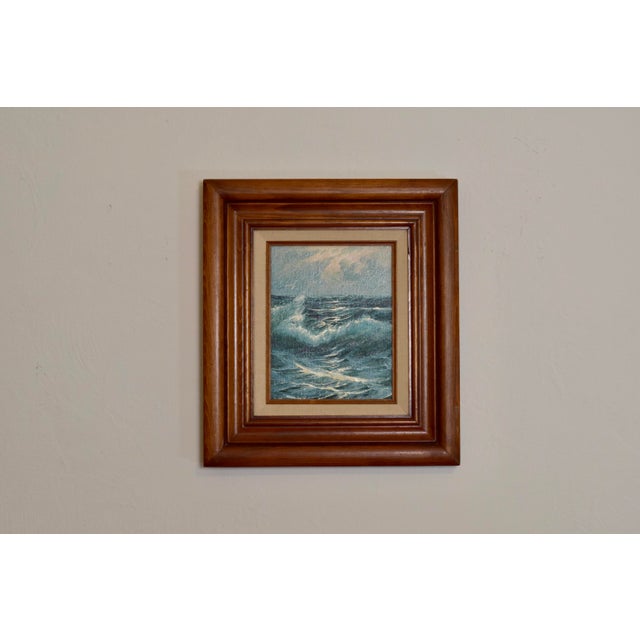 Vintage Original Oil Painting, Framed, Seascape With Seagulls For Sale - Image 4 of 6