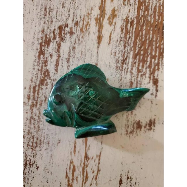 Brutalist Malachite Carved & Polished Fish Shaped Stone For Sale - Image 3 of 10