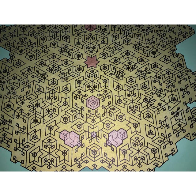 Gold Pareidolia Labyrinth Origami Fractal Face Optical Illusion Canvas Painting, Anthropomorphic Geometry For Sale - Image 8 of 10