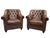 Restoration Hardware Distressed Leather Club Chairs, Pair – Tufted English Library Lounge Chairs With Rolled Arms & Brass...