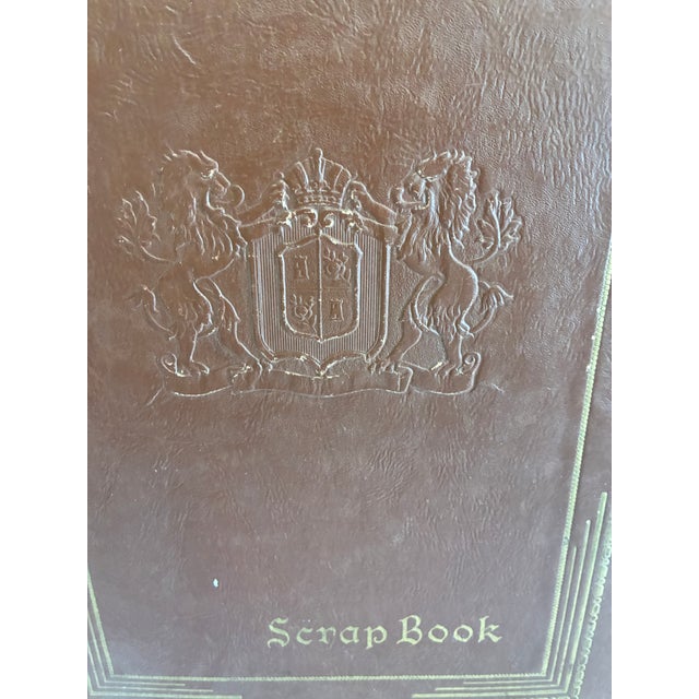 Victorian Vintage Embossed Leather Scrapbook Album With Crest and Gold Detailing For Sale - Image 3 of 14