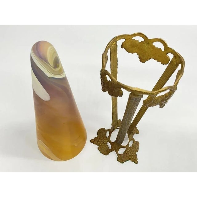 1960s Art Deco Art Glass Bronze Mounted Epergne Vase For Sale - Image 4 of 8