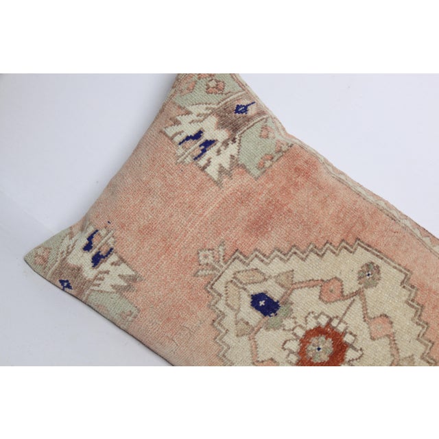 Art Deco Handwoven Vintage Turkish Oushak Rug Pillow Cover-20'' X 34'' For Sale - Image 3 of 10