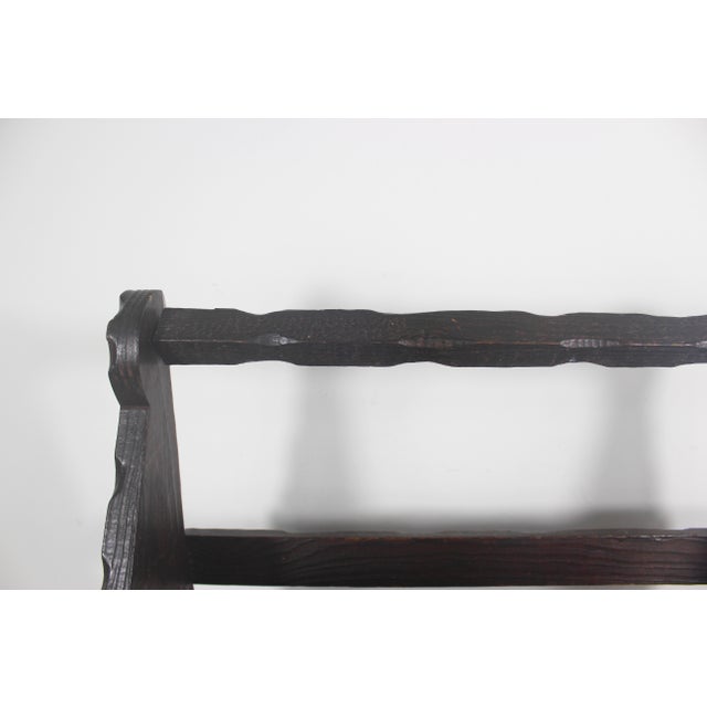 1960s Solid Wood Spanish Brutalist Magazine Rack Holder Revival For Sale - Image 9 of 18