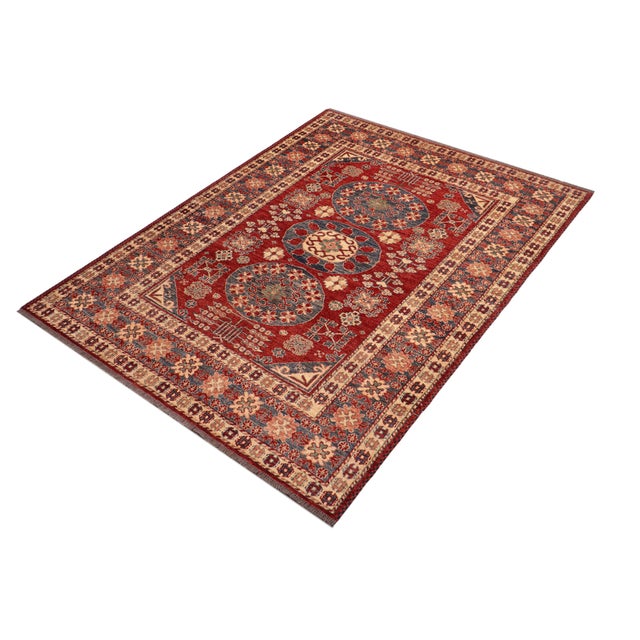 "Transform your home with this stunning hand-knotted Super Kazak rug, expertly crafted from premium hand-spun wool and...