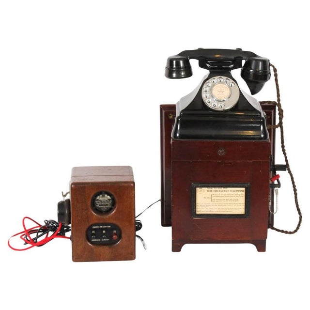 Vintage Black Bakelite Rotary Wall Cradle Telephone and Dictograph, 1940s, Set of 2 For Sale - Image 17 of 17