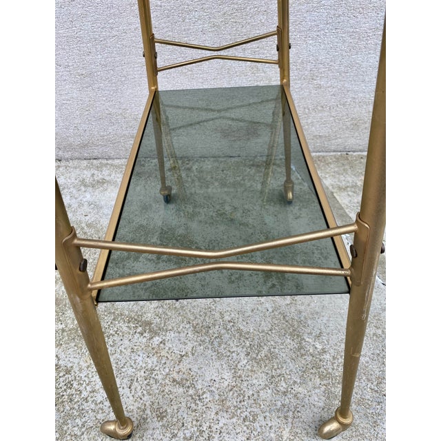 Vintage Glass and Gilt Serving Cart, 1970s For Sale - Image 6 of 8