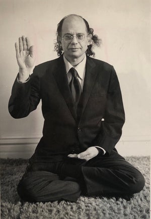 Jan Herman, Original Vintage Silver Gelatin Photograph of Poet Allen Ginsberg in Yoga Pose, 1980