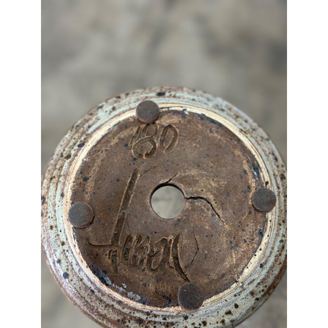 Gray Vintage Signed Ceramic Upright Vessel For Sale - Image 8 of 8