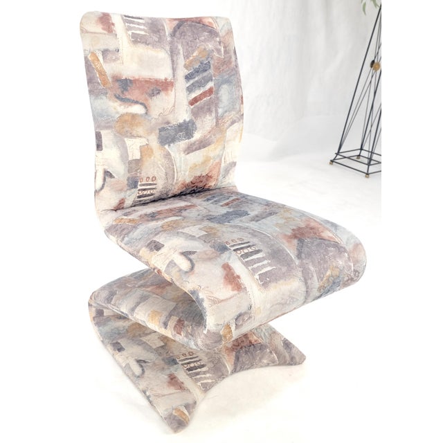 Late 20th Century Set of 6 S Shape Curved Abstract Upholstery Baughman Style Dining Chairs MINT For Sale - Image 5 of 11