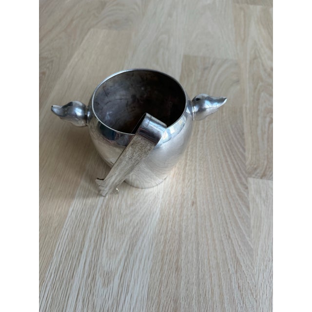 French 1970s Escapade Paris Silver-Plated Winged Victory Ice Bucket With Tongs For Sale - Image 10 of 11