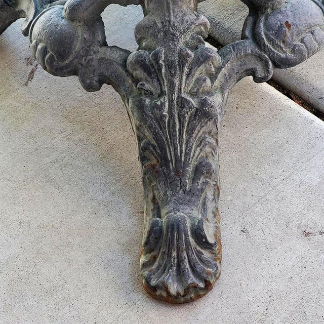 Vintage French Bronze Outdoor Table & 4 Armchairs - Great Patina For Sale - Image 4 of 5
