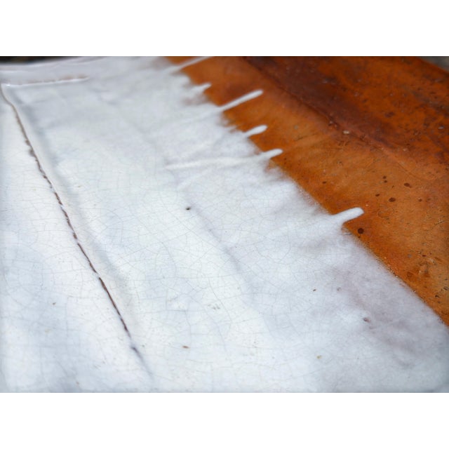 Contemporary Vintage Brutalist / Organic Modern Studio Pottery Dish With White and Brown Glazes For Sale - Image 3 of 8