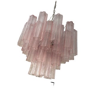 Pink Murano Glass Tronchi Chandelier For Sale