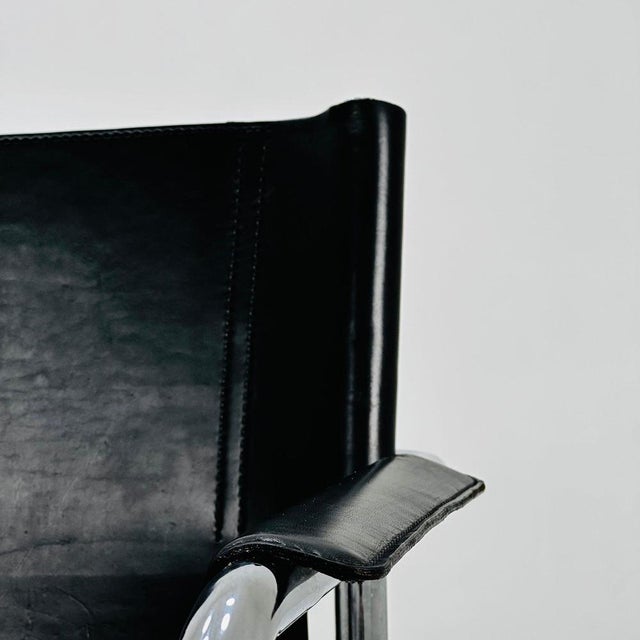 Black Vintage Italian Visitor Chair in Black Leather by Marcel Breuer, 1980s For Sale - Image 8 of 11