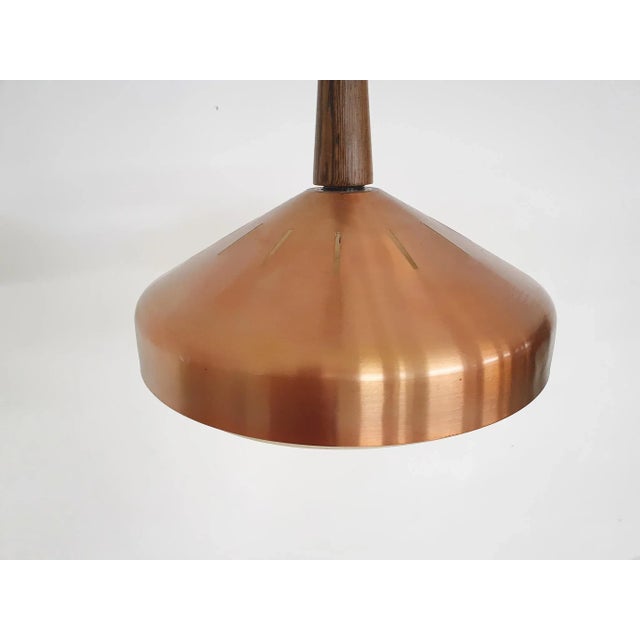 Sandinavian Modern Copper and Wood Pendant Light, 1960s For Sale - Image 4 of 10