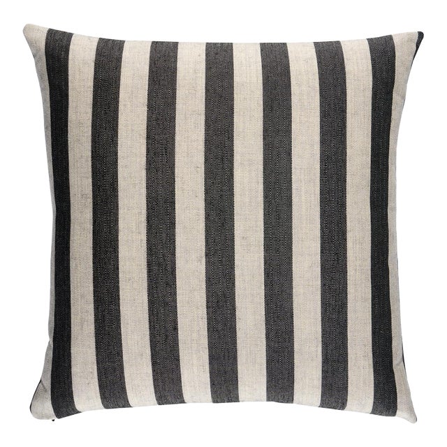 Schumacher Hanson I/O Stripe 20" Pillow In Black For Sale