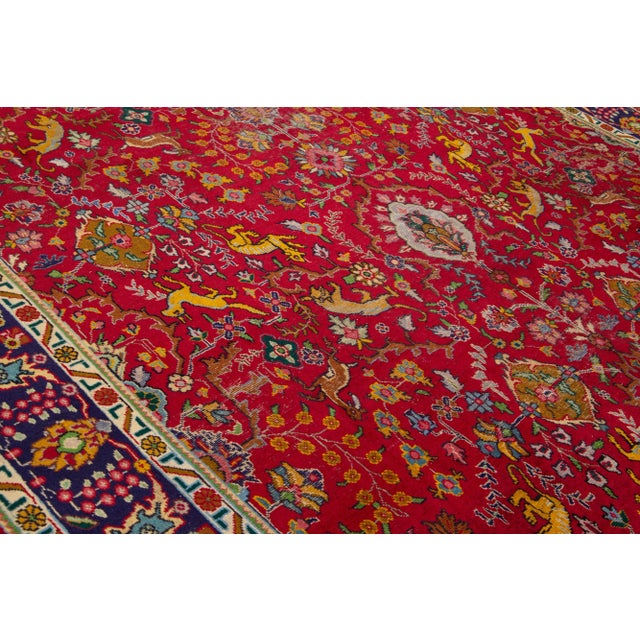 1950s 1950s Vintage Tabriz Red Handmade Persian Wool Rug With Shab Abbasi Design For Sale - Image 5 of 8
