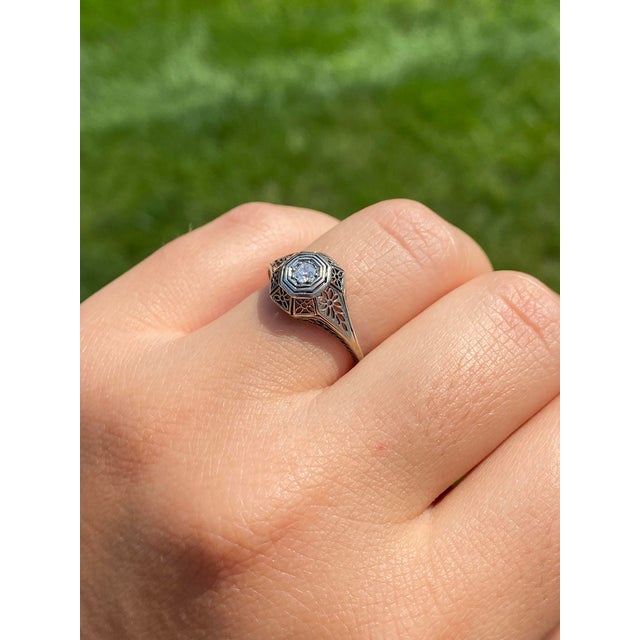 The Davis Drive: Art Deco Engagement Ring in White Gold For Sale - Image 11 of 11