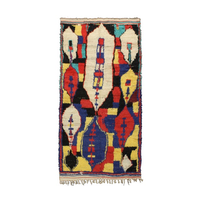 Vintage Moroccan Azilal Berber Rug in Natural Multicolored Wool For Sale - Image 8 of 8