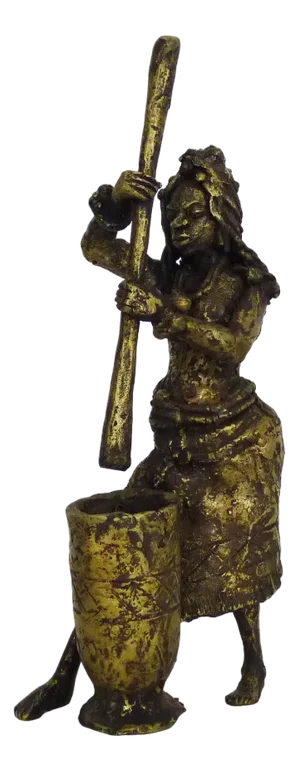 Large Bronze Dogon Millet Mortar Statue, Mali, 1960s