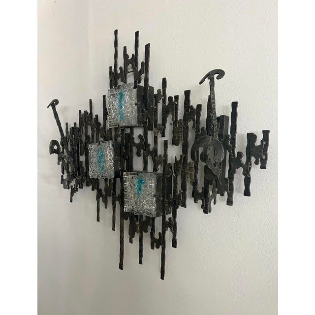 Gray Brutalist Wall-Mounted Lamp & Coat Rack Sculpture For Sale - Image 8 of 12