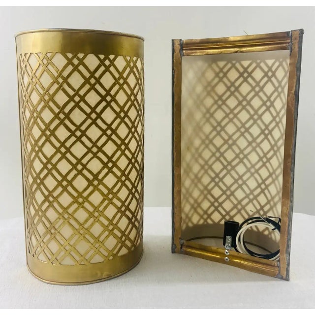 Mid-Century Modern Style Brass Diamond Design Wall Sconce, a Pair For Sale - Image 4 of 10