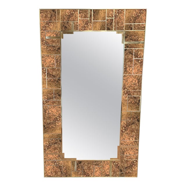 Rectangular Brass Dotted Wall Mirror from Justfurnituress SRL For Sale