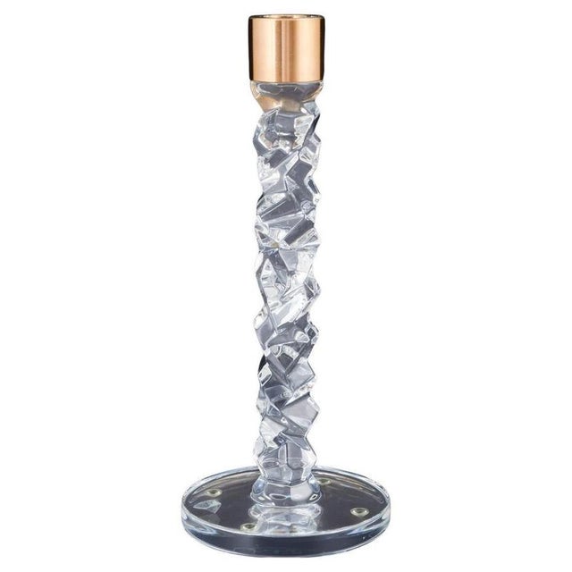 1970s Candleholder in Clear Crystal with Faceted Sculptural Shaft by Erik Höglund for Orrefors, Sweden, 1970s For Sale - Image 5 of 5