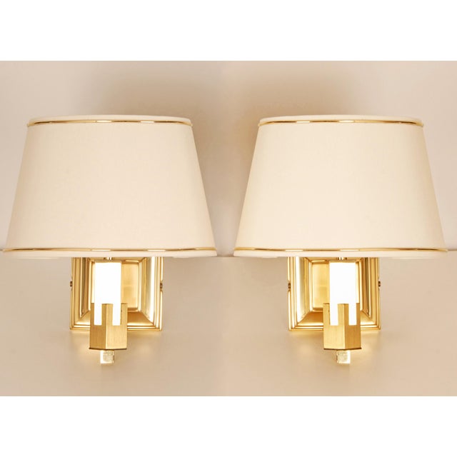 Art Deco Skyskraper Wall Lamps Mid Century Modern French Vintage Lamps - A Pair For Sale - Image 9 of 12