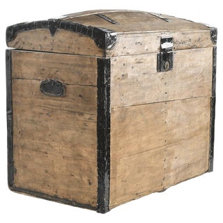 Ancient Wooden Transport Trunk For Sale