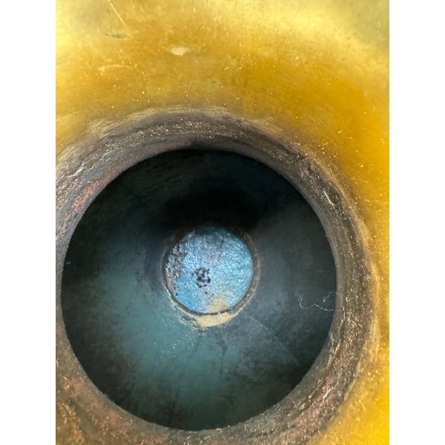 Early 20th Century Large 20" Chinese Cloisonne Enamel Vase Cobalt Blue Birds Cherry Blossom Vintage For Sale - Image 5 of 12