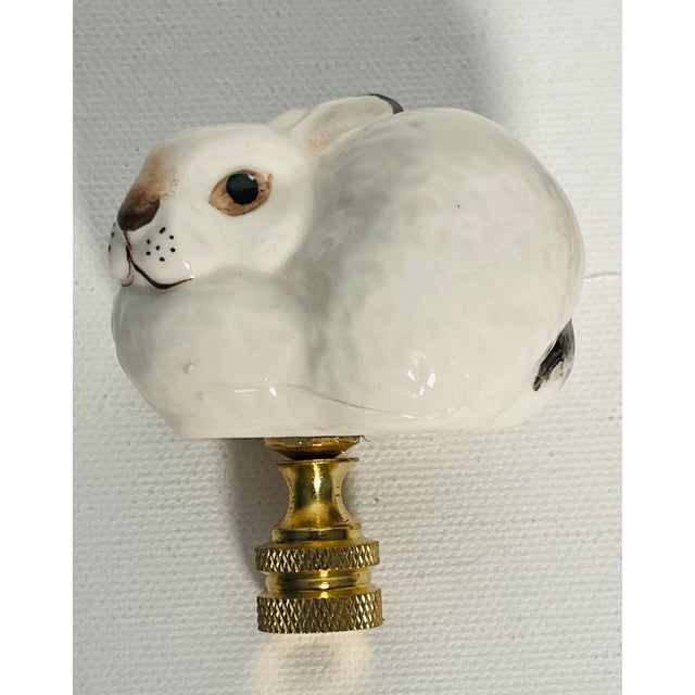 1940s Vintage Porcelain Rabbit Lamp Finials Pair For Sale - Image 5 of 8
