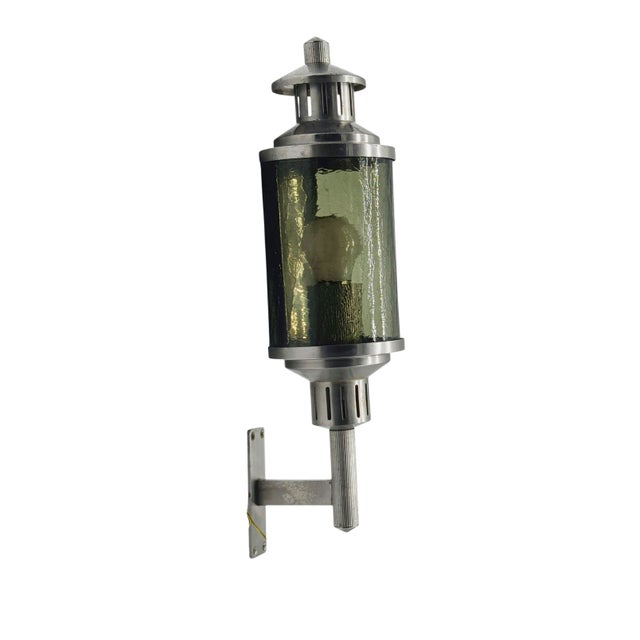 Green Lanterna Wall Lamp in Green Cathedral Glass and Metal, Italy, 1960s For Sale - Image 8 of 8