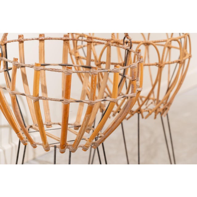 Italian Iron and Bamboo Baskets, 1950s, Set of 2 For Sale - Image 10 of 11