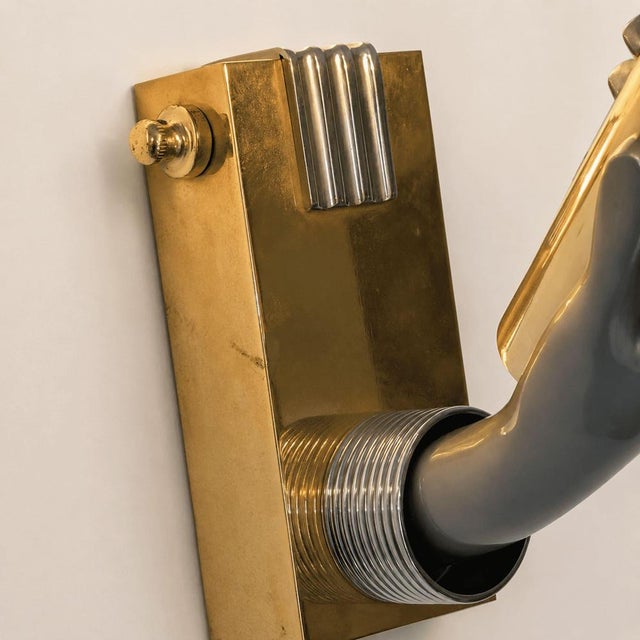 Italian Gothic Style Hand-Shaped Wall Sconces in Brass and Metal by Gio Ponti, 1970s, Set of 2 For Sale - Image 14 of 16