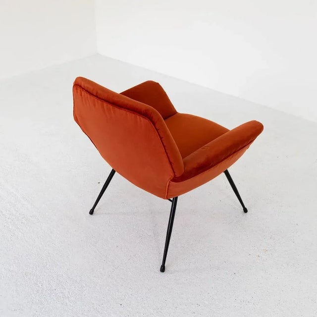 Metal Vintage Armchair in Red, 1950s For Sale - Image 7 of 10