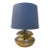Sculptural Brass Table Lamp With Blue Shade 1970's For Sale