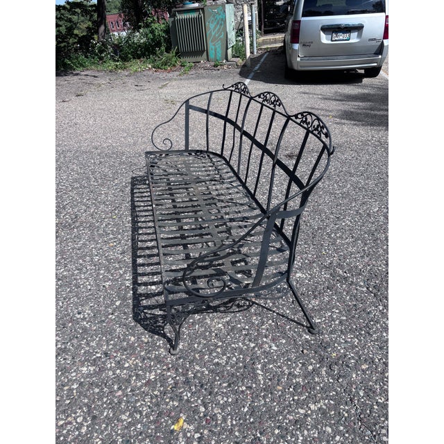 Woodard Furniture Co. Vintage Hollywood Regency Style Woodard Wrought Iron Sofa, Orleans Collection With New Cushions For Sale - Image 4 of 7