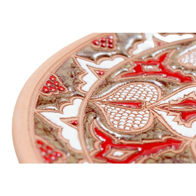 Mediterranean Greek Artisanal Red Clay Plate For Sale - Image 3 of 5