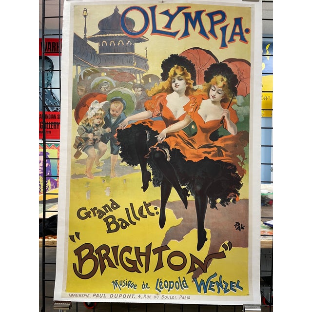 Rare Antique Lithograph, Olympia - Grand Ballet: "Brighton", Antique Lithographic Poster by Pal, 1894 For Sale - Image 6 of 8