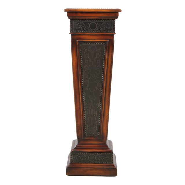 Theodore Alexander Metal Clad Display Pedestal Stand For Sale