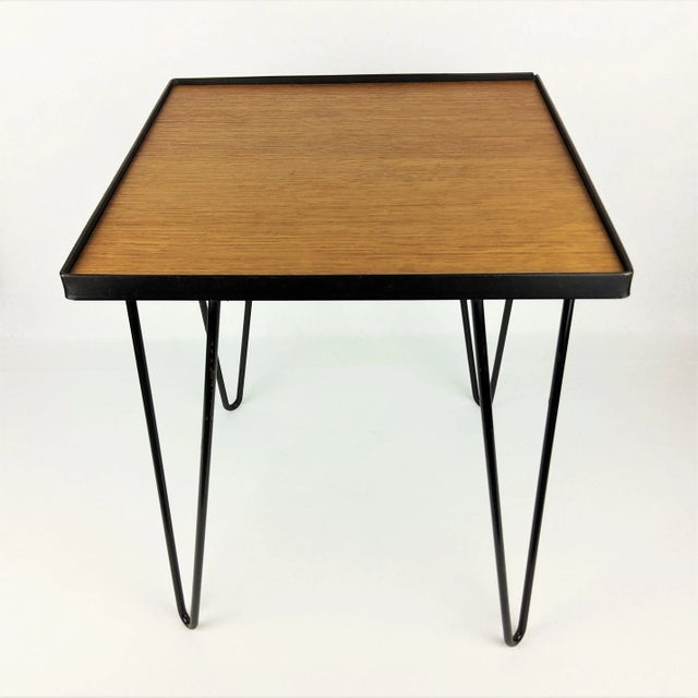 Oak & Metal Side Table, 1950s For Sale - Image 4 of 13