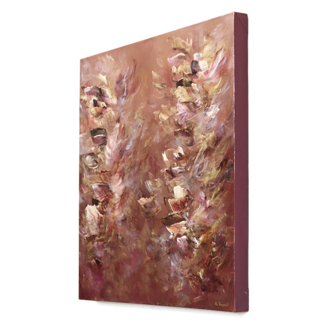 Textile Love Bed - Luminous Abstract Painting Earthy Neutrals, Metallic Texture Original Artwork by Vé Boisvert For Sale - Image 7 of 9