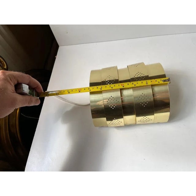 1970s Danish Modern Brass Wall Sconce by Werner Schou for Coronell, 1970s For Sale - Image 5 of 7