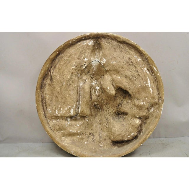 Vintage 43" Fiberglass Kuan Shih Yin Buddha Relief Round Wall Art Sculpture For Sale - Image 9 of 12