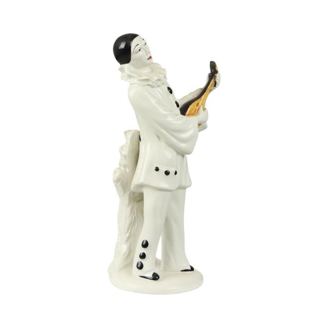 Vintage Ceramic Pierrot Statue with Lute, France, 1960s For Sale - Image 9 of 14